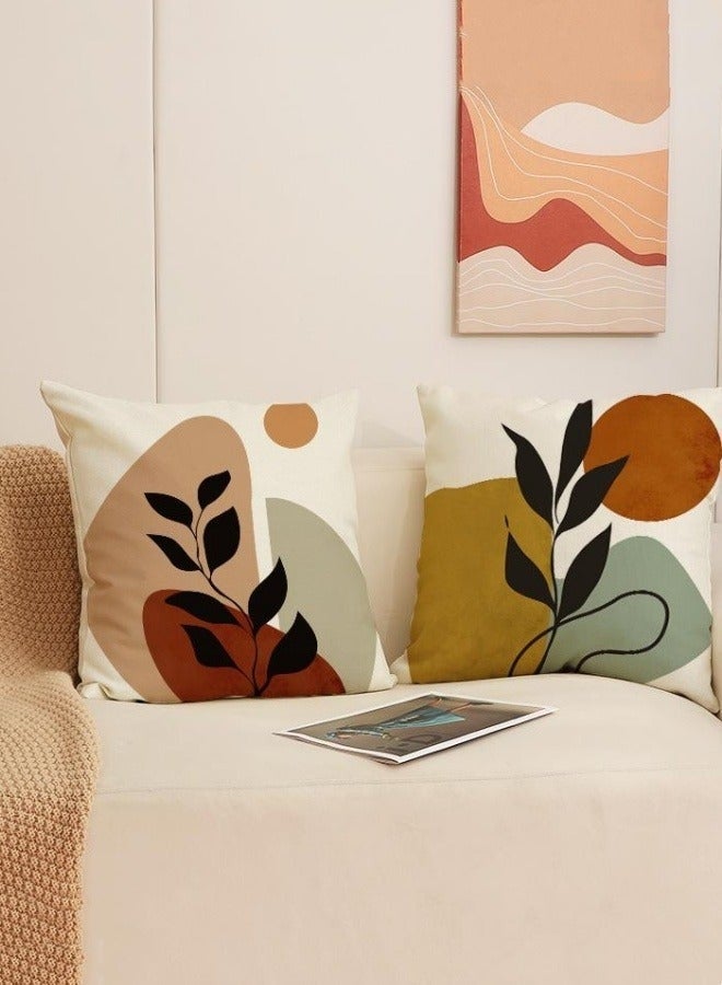 كيلا طقم أغطية وسائد مربعة بنمط بوهيمي مكون من 4 قطع، طقم من 4 أغطية وسائد، أغطية وسائد زينة 45 × 45 سم، غطاء وسادة مزخرف بأوراق بنمط بوهيمي، غطاء وسادة، واقيات وسائد للسرير والأريكة، ديكور منزلي (الغطاء فقط) - Image 3